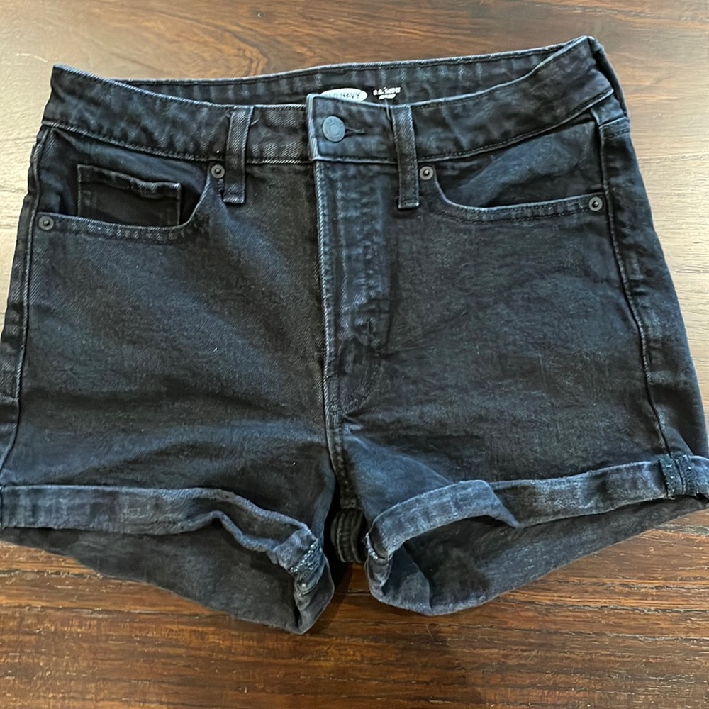 Black high rise jean shorts